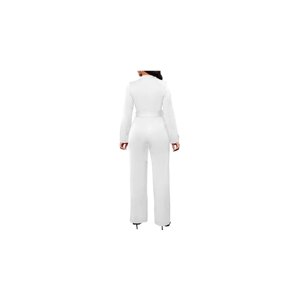 Jumpsuits for Women Elegant Sexy Long Sleeve Long Straight PantS, SMALL, White - Picture 2 of 4